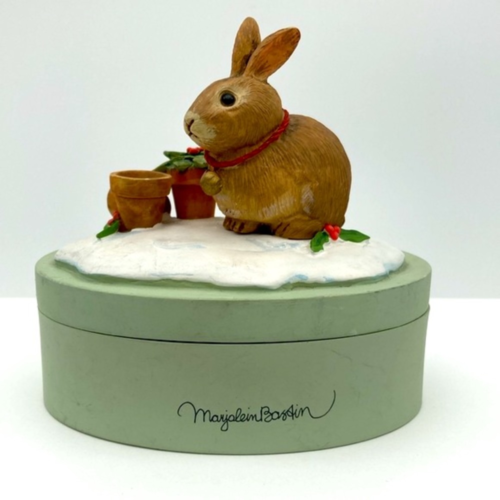 Hallmark Marjolein Bastin Bunny Rabbit Winter Garden Trinket Box